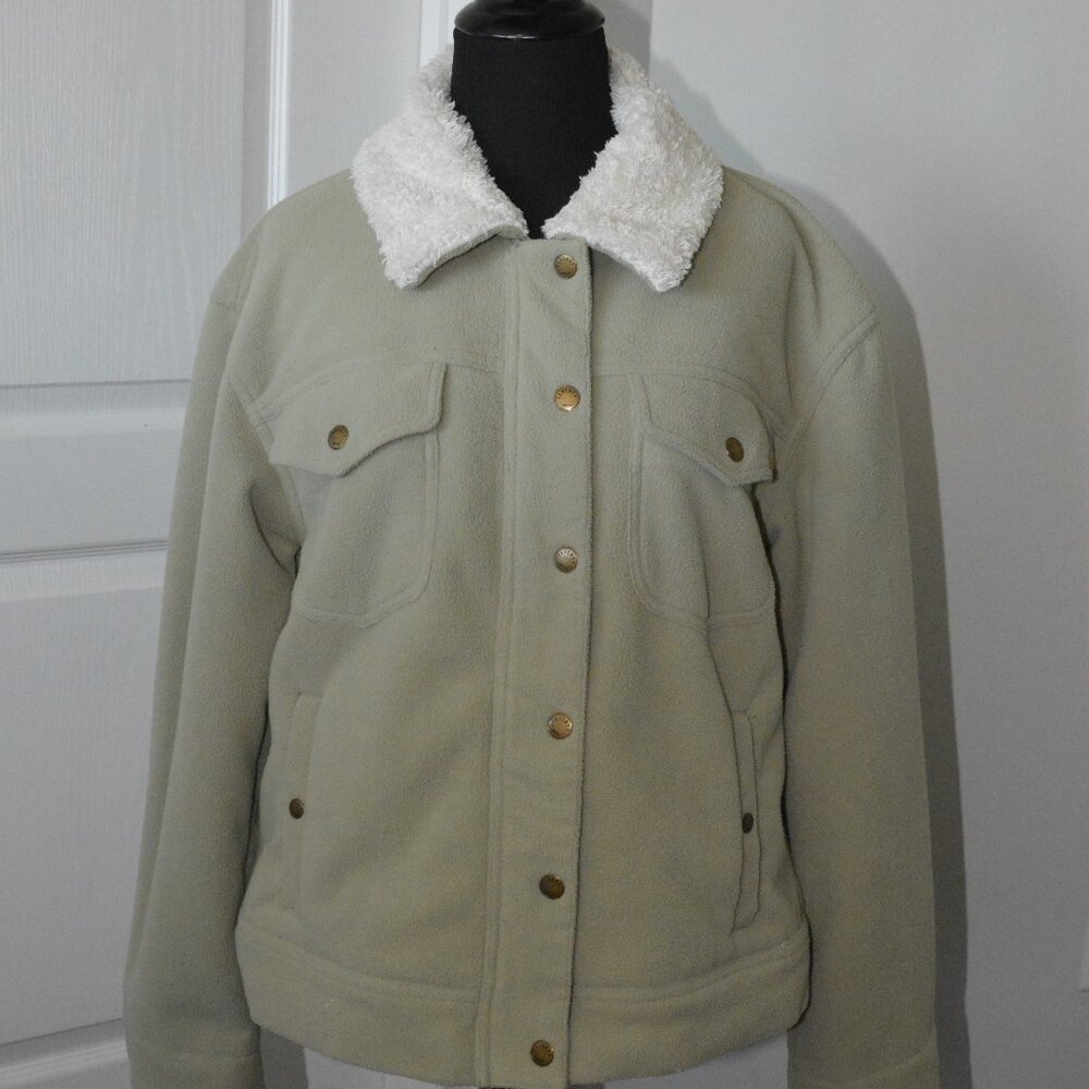 Faherty Women's Sherpa Lined Trucker Jacket Women's sz Medium/Light Sage